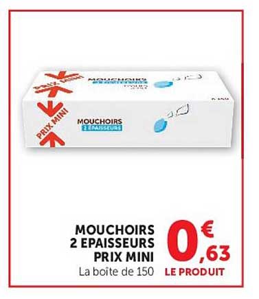 MOUCHOIRS 2 EPAISSEURS PRIX MINI