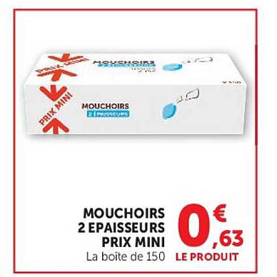 MOUCHOIRS 2 EPAISSEURS PRIX MINI