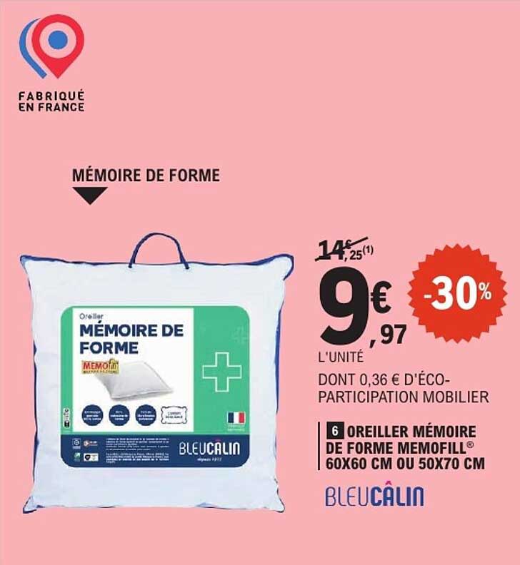 OREILLER MÉMOIRE DE FORME MEMOILL® 60X60 CM OU 50X70 CM