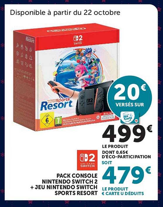 PACK CONSOLE NINTENDO SWITCH 2 + JEU NINTENDO SWITCH SPORTS RESORT