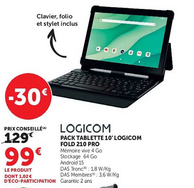 PACK TABLETTE 10'' LOGICOM FOLD 210 PRO