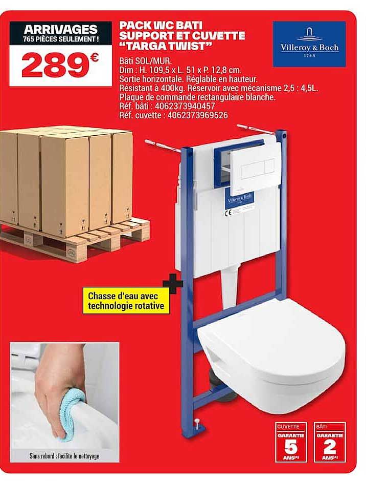 PACK WC BATI SUPPORT ET CUVETTE “TARGATWIST”