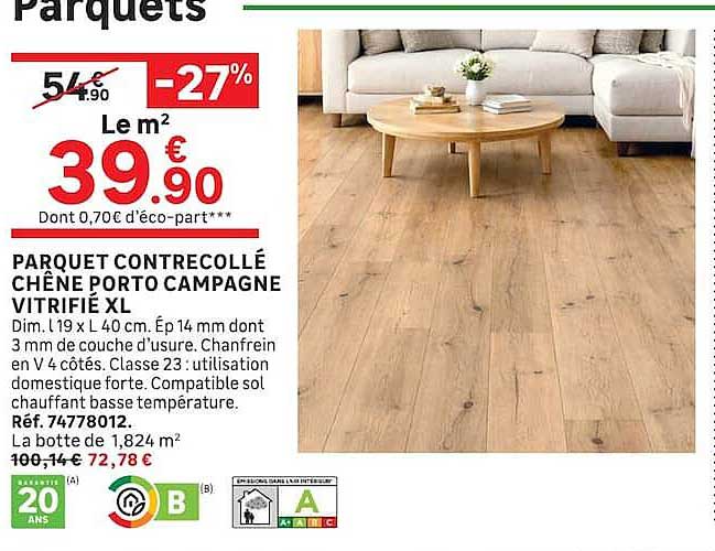 PARQUET CONTRECOLLÉ CHÊNE PORTO CAMPAGNE VITRIFIÉ XL