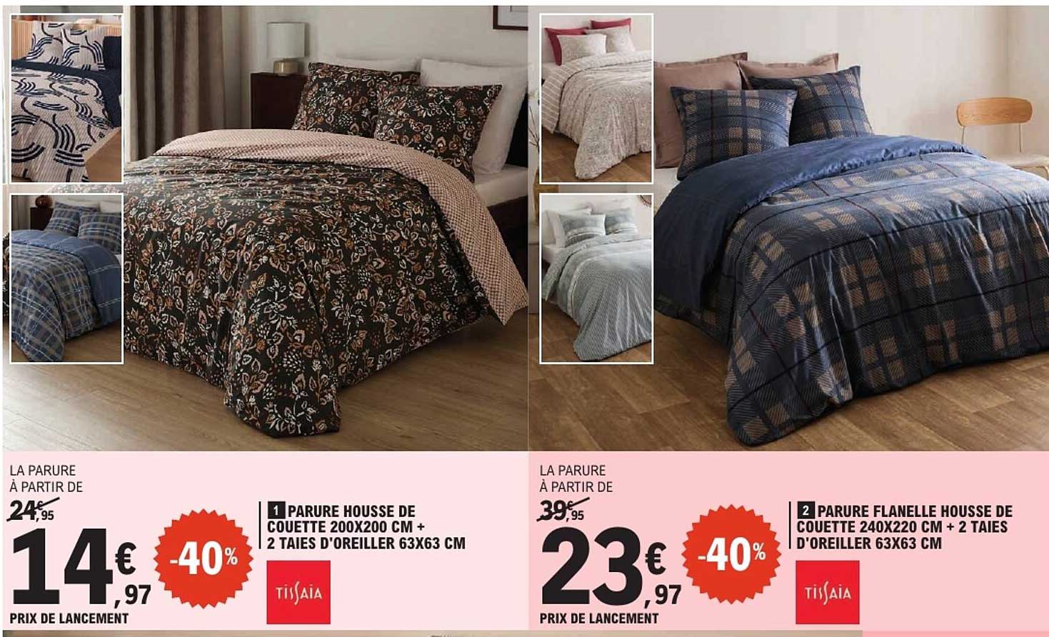 PARURE HOUSSE DE COUETTE 200X200 CM + 2 TAIES D'OREILLER 63X63 CM