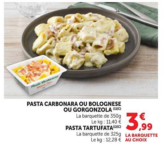 PASTA CARBONARA OU BOLOGNESE OU GORGONZOLA (1)(C)