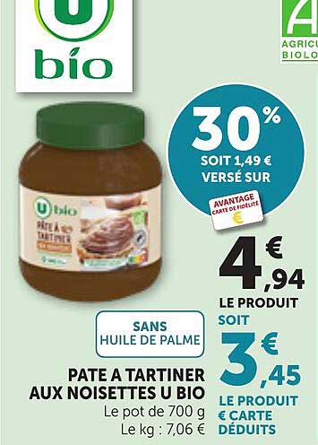 PATE A TARTINER AUX NOISETTES U BIO
