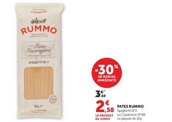 PATES RUMMO Spaghetti N°3 ou Casarecce N°88 Le paquet de 500g