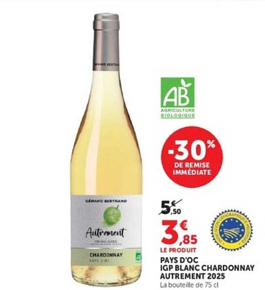 PAYS D'OC IGP BLANC CHARDONNAY AUTREMENT 2025