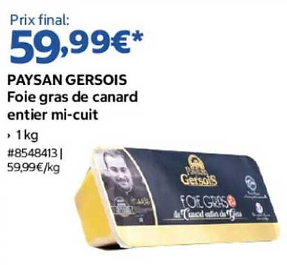 PAYSAN GERSOIS Foie gras de canard entier mi-cuit
