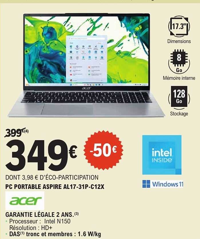 PC PORTABLE ASPIRE AL17-31P-C12X
