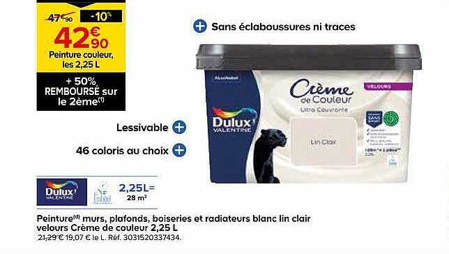 Peinture couleur, les 2,25 L