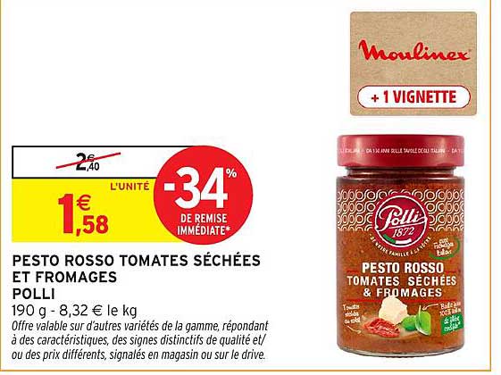 PESTO ROSSO TOMATES SÉCHÉES ET FROMAGES POLLI