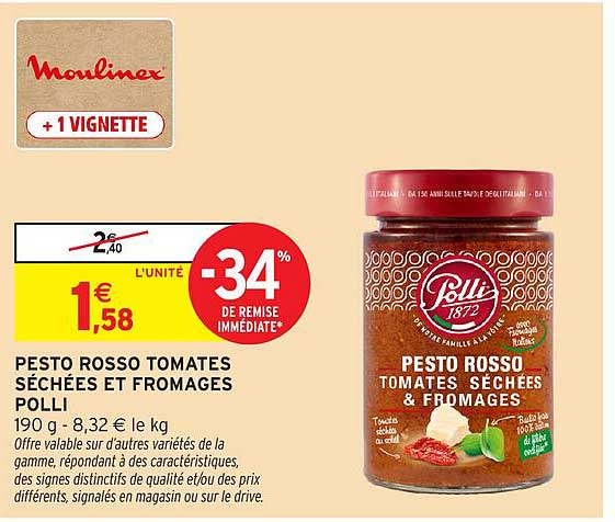PESTO ROSSO TOMATES SÉCHÉES ET FROMAGES POLLI