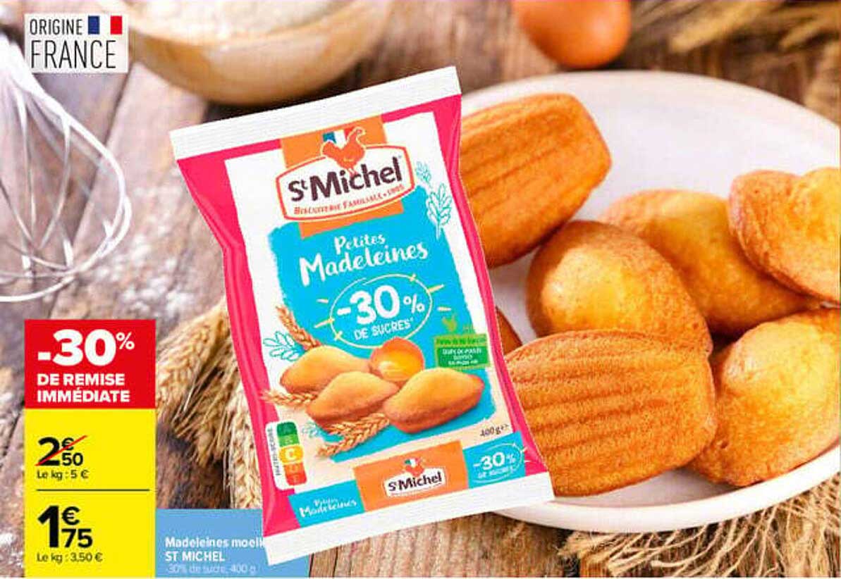 Petites Madeleines St Michel -30% de sucres