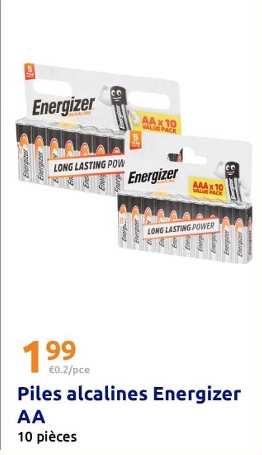 Piles alcalines Energizer AA