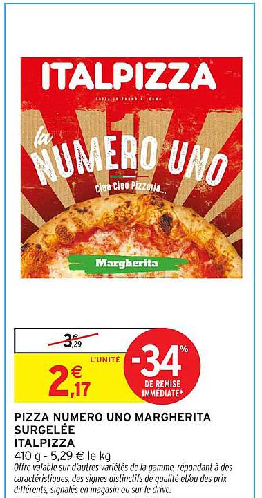 PIZZA NUMERO UNO MARGHERITA SURGELÉE ITALPIZZA