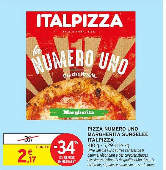PIZZA NUMERO UNO MARGHERITA SURGELÉE ITALPIZZA