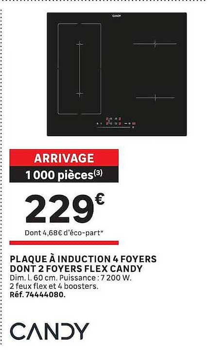 PLAQUE À INDUCTION 4 FOYERS DONT 2 FOYERS FLEX CANDY