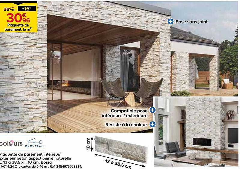 Plaquette de parement intérieur/extérieur béton aspect pierre naturelle