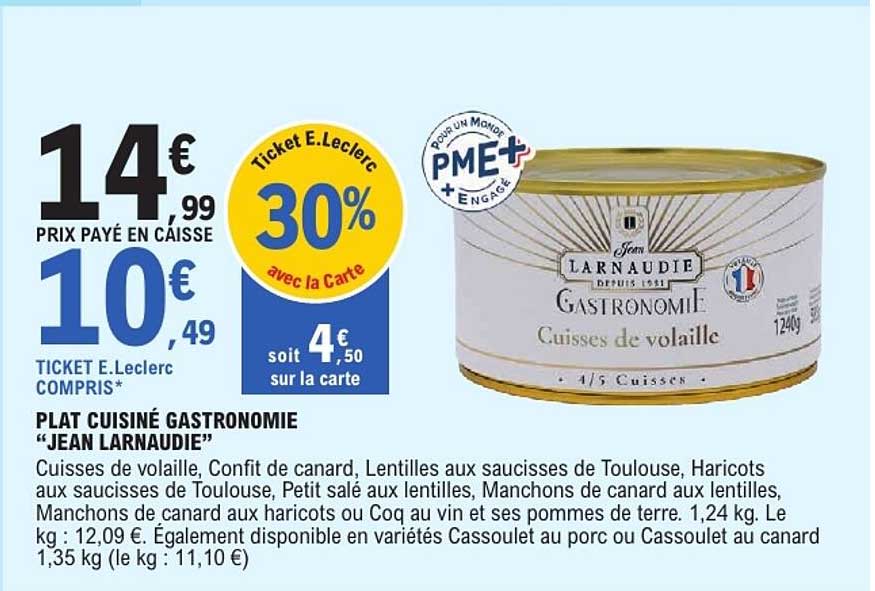 PLAT CUISINÉ GASTRONOMIE “JEAN LARNAUDIE”