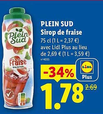PLEIN SUD Sirop de fraise