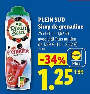 PLEIN SUD Sirop de grenadine