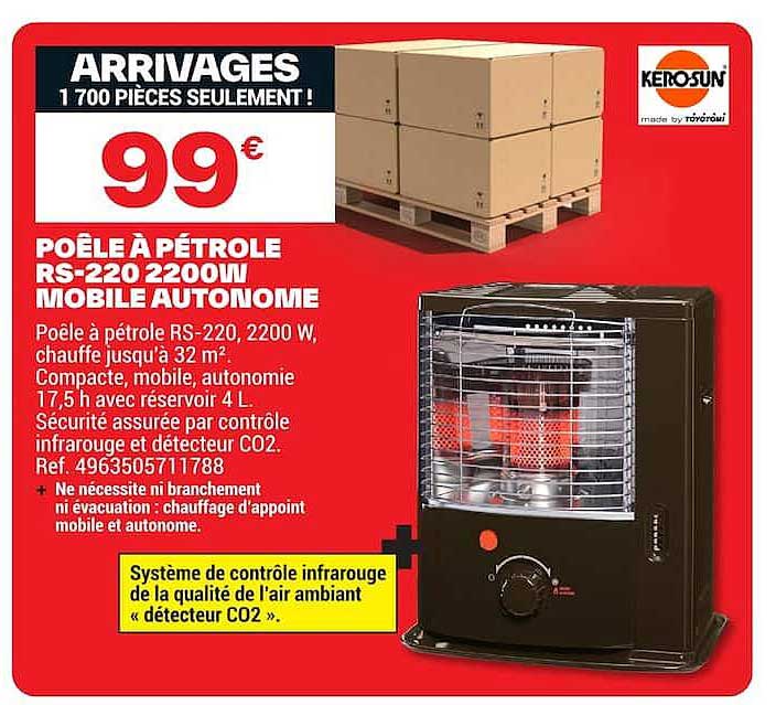 POÊLE À PÉTROLE RS-220 2200W MOBILE AUTONOME