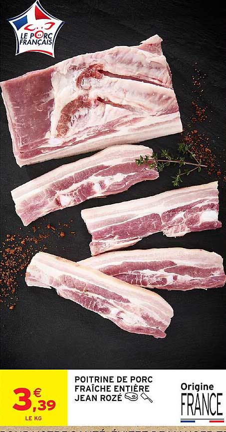 POITRINE DE PORC FRAÎCHE ENTIÈRE JEAN ROZÉ