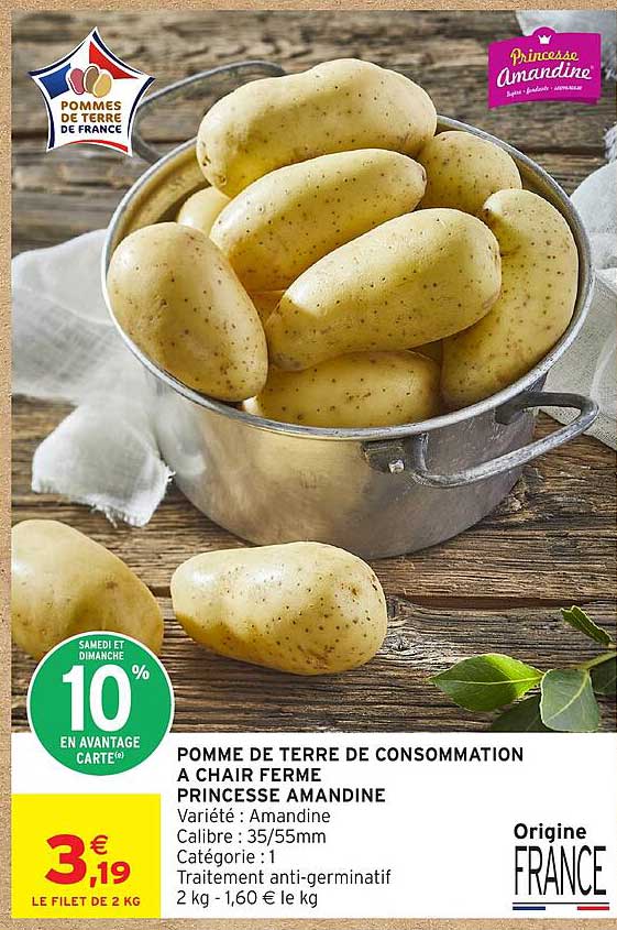 POMME DE TERRE DE CONSOMMATION A CHAIR FERME PRINCESSE AMANDINE
