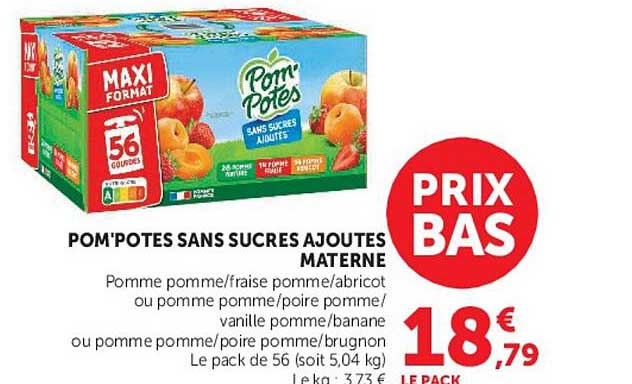 POM'POTES SANS SUCRES AJOUTES MATERNEL