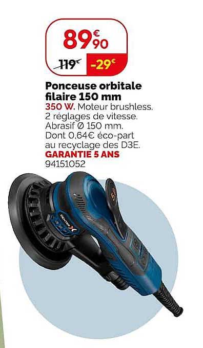 Ponceuse orbitale filaire 150 mm