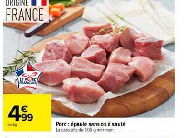 Porc : épaule sans os à sauté