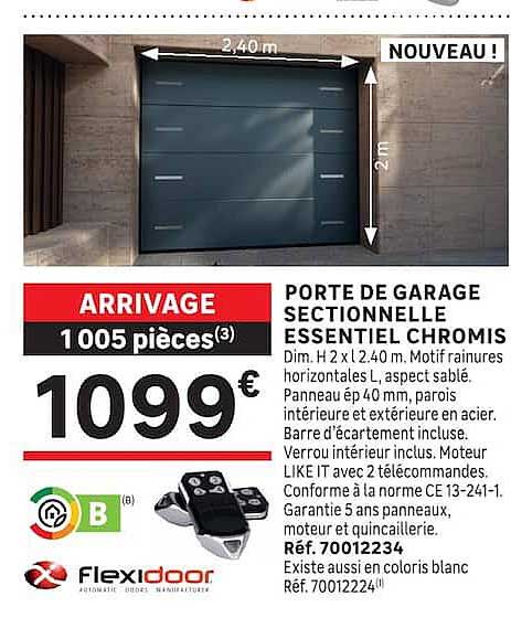 PORTE DE GARAGE SECTIONNELLE ESSENTIEL CHROMIS
