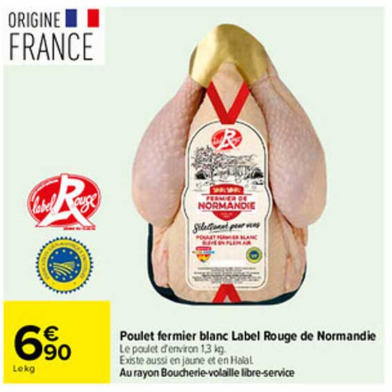 Poulet fermier blanc Label Rouge de Normandie