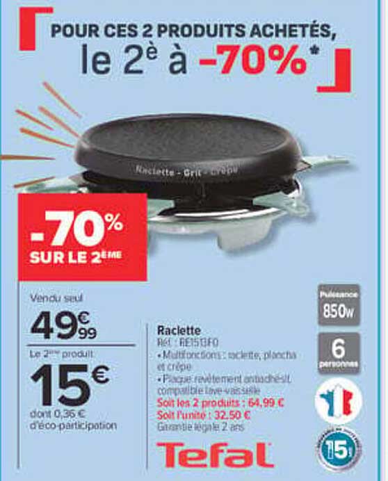 POUR CES 2 PRODUITS ACHETÉS, le 2e à -70%