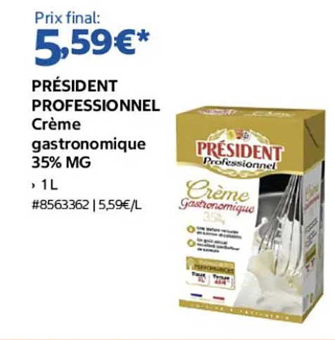 PRÉSIDENT PROFESSIONNEL Crème gastronomique 35% MG 1 L