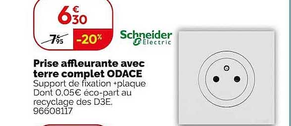 Prise affleurante avec terre complet ODACE