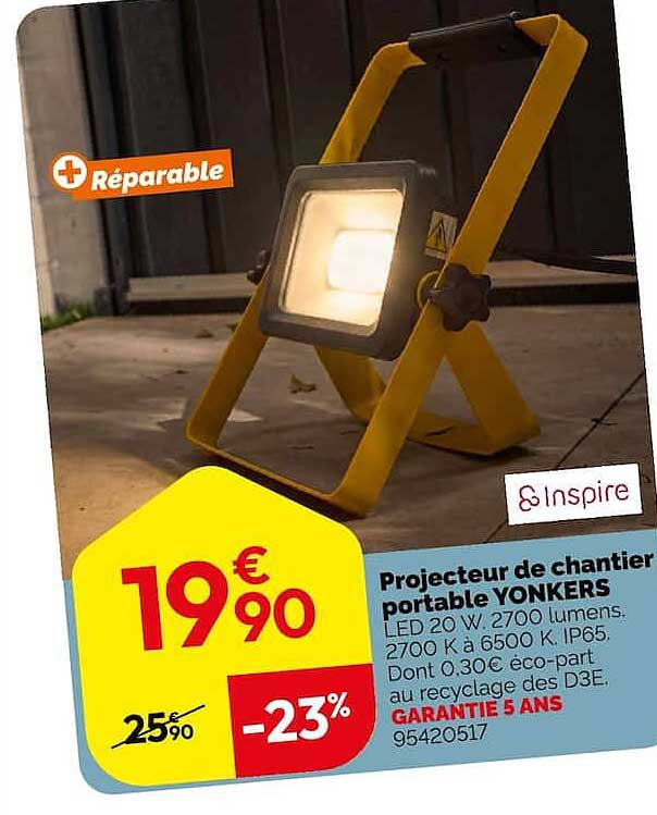 Projecteur de chantier portable YONKERS