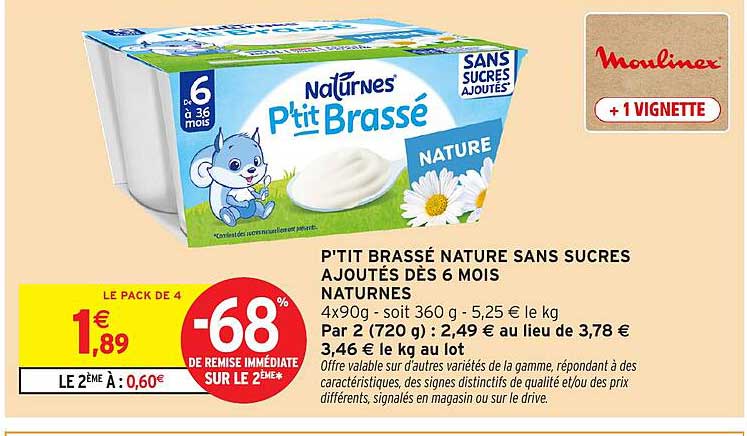 P'TIT BRASSÉ NATURE SANS SUCRES AJOUTÉS DÈS 6 MOIS NATURES