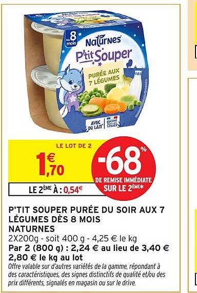 P'TIT SOUPER PURÉE DU SOIR AUX 7 LÉGUMES DÈS 8 MOIS NATURNES