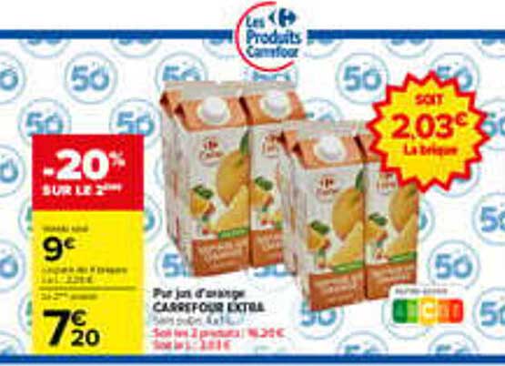 Pur jus d'orange CARREFOUR EXTRA