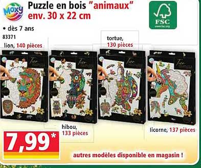 Puzzle en bois “animaux” env. 30 x 22 cm
