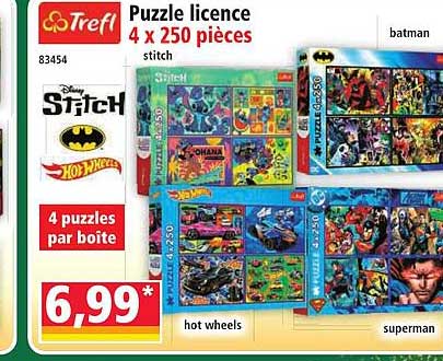 Puzzle licence 4 x 250 pièces