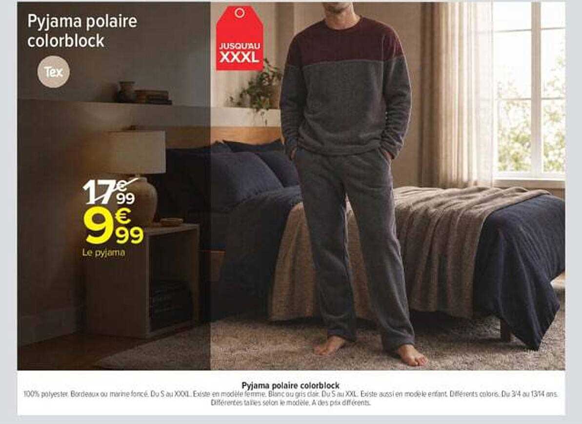Pyjama polaire colorblock