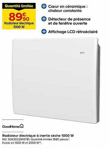 Radiateur électrique à inertie sèche 1000 W