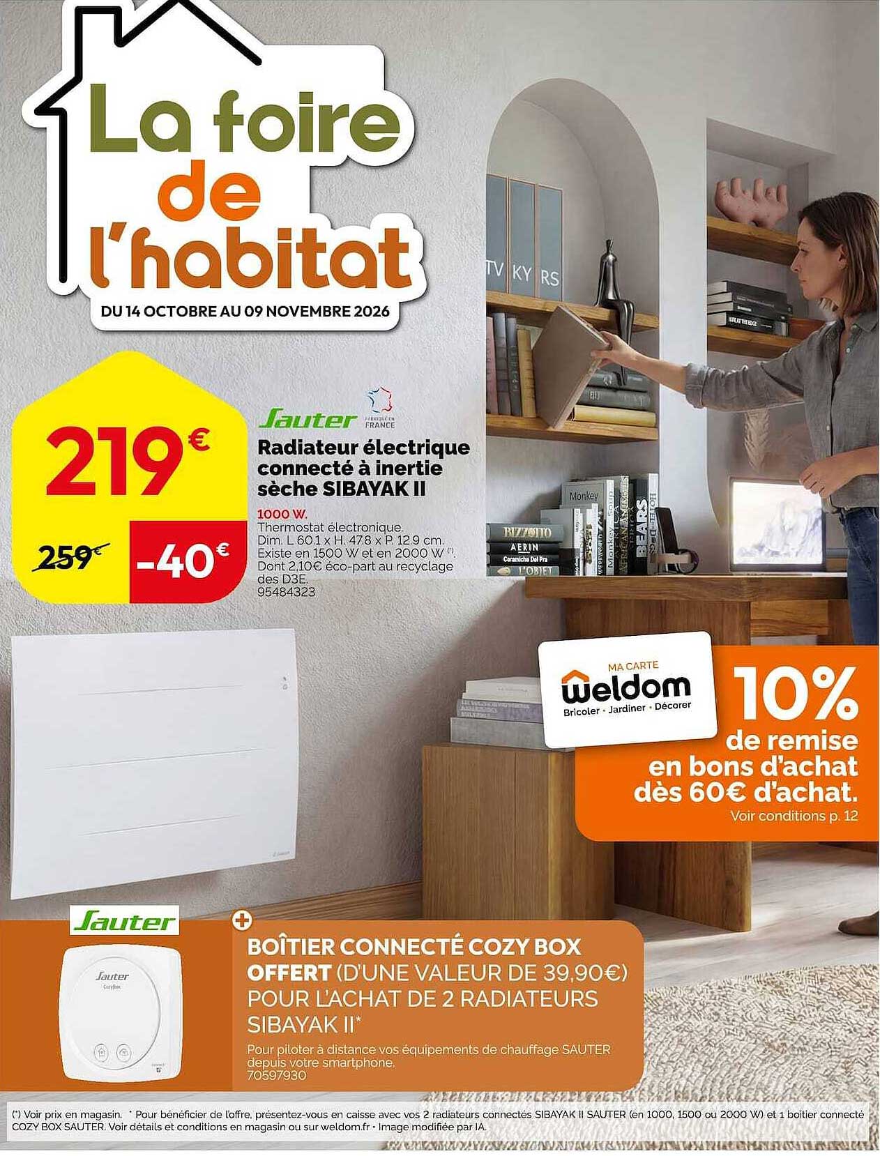 Radiateur électrique connecté à inertie sèche SIBAYAK II