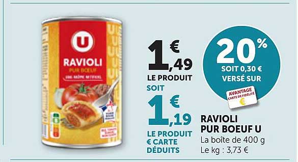 RAVIOLI PUR BOEUF U