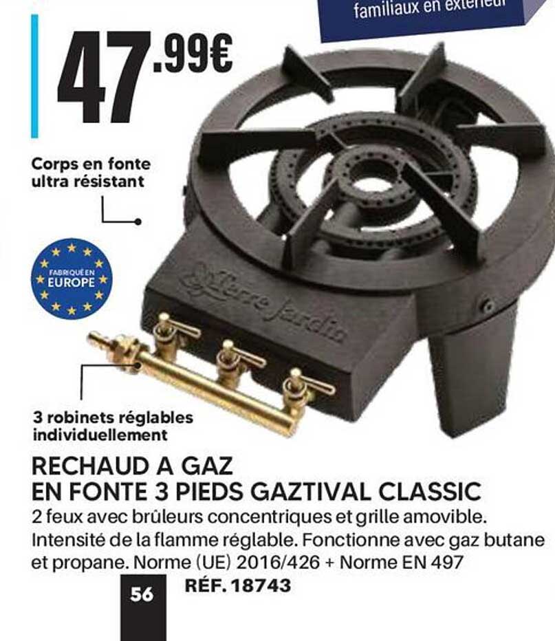 RECHAUD A GAZ EN FONTE 3 PIEDS GAZTIVAL CLASSIC