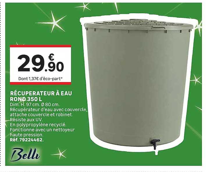 RÉCUPERATEUR À EAU ROND 350 L