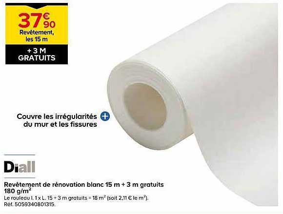 Revêtement de rénovation blanc 15 m + 3 m gratuits